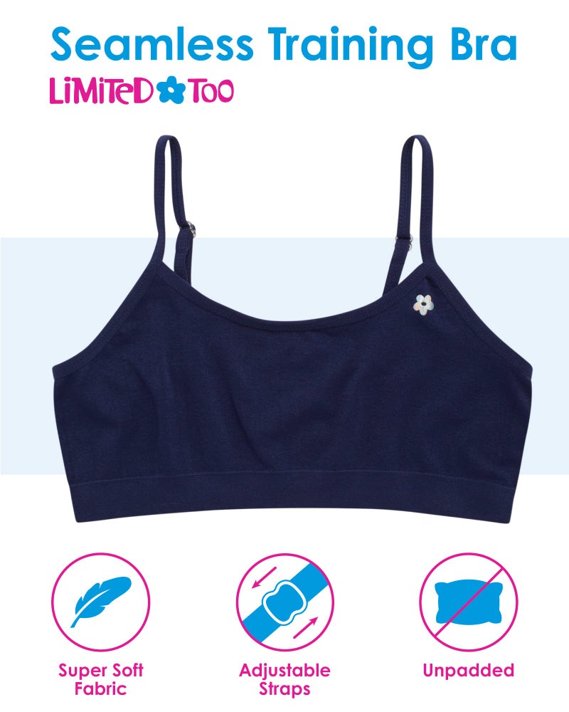 Limited Too Girls Training Bra - 6 Pack Sports Bra for Girls with Adjustable Straps, Size 10-12, Almond/Pink Pearl - Image 2